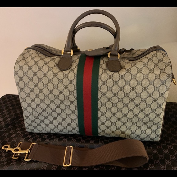 Balenciaga x Gucci Hacker Beige Web Graffiti Medium Duffle Bag - 100% authentic - Picture 2 of 12